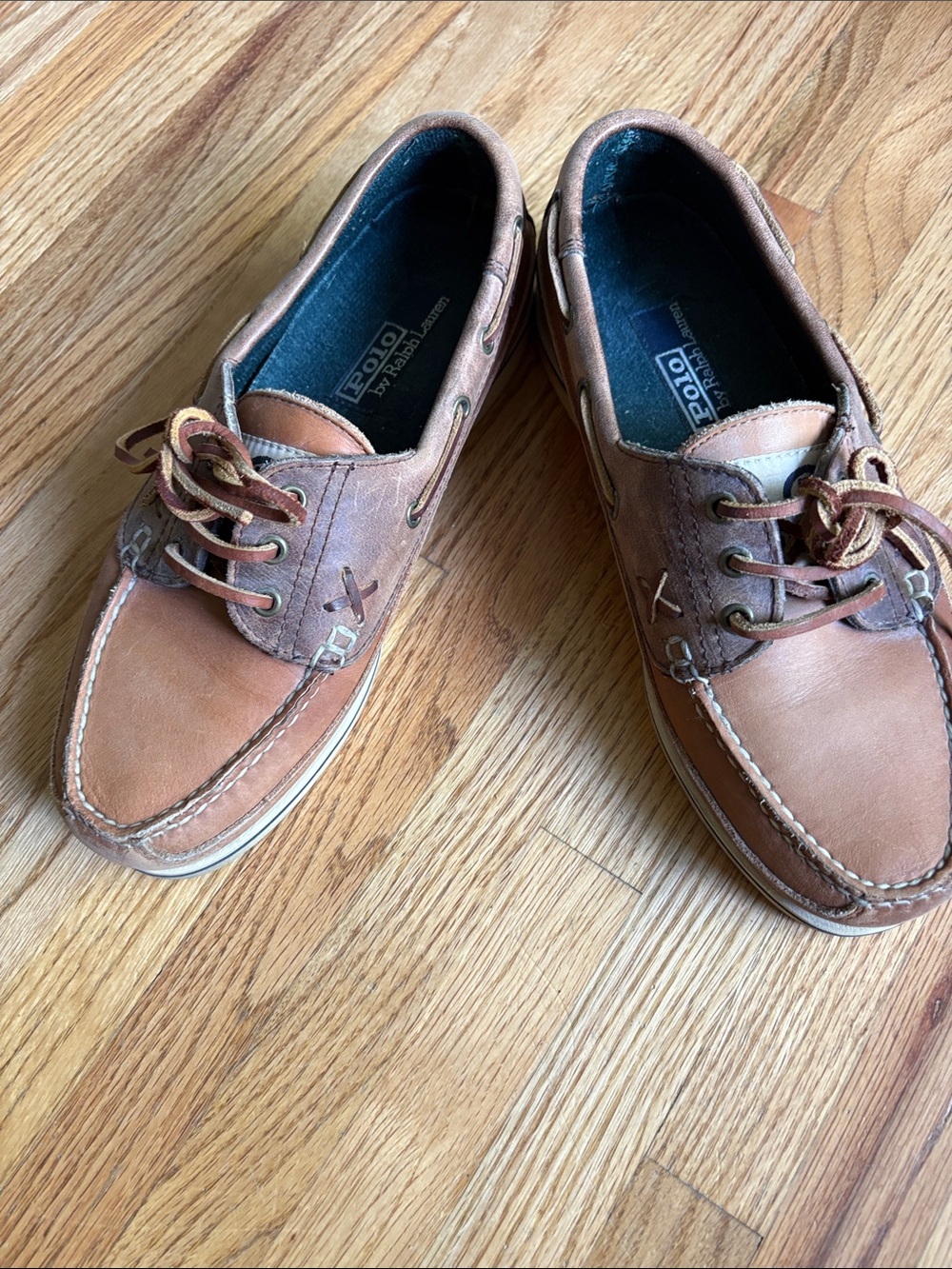 Polo 7.5 D Brown Leather Men's Boat Shoes vintage